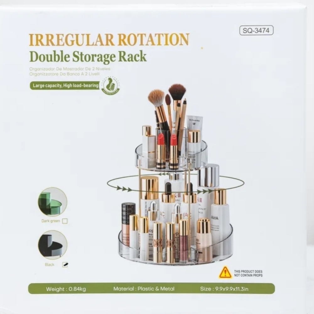 NWB- MAKEUP/Cosmetics SPINNER organizer - Black/Gold